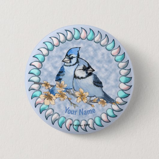 Blue Jay Branch Ronde Button 5,7 Cm (Voorkant)