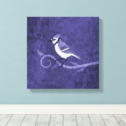 Blue Jay Canvas afdrukken (Insitu (Houten vloer))