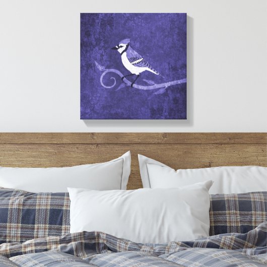 Blue Jay Canvas afdrukken (Insitu (Slaapkamer))