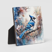 Blue Jay Cherry Blossoms waterverf Fotoplaat (Voorkant)