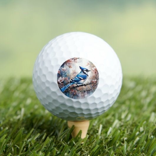 Blue Jay Cherry Blossoms waterverf Golfballen (Insitu Shirt)