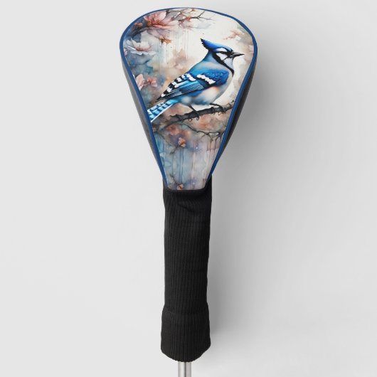 Blue Jay Cherry Blossoms waterverf Golfheadcover (Voorkant)