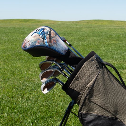 Blue Jay Cherry Blossoms waterverf Golfheadcover (Insitu)