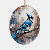 Blue Jay Cherry Blossoms waterverf Keramisch Ornament (Rechts)