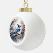 Blue Jay Cherry Blossoms waterverf Keramische Bal Ornament (Rechts)