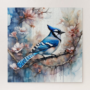 Blue Jay Cherry Blossoms waterverf Legpuzzel