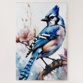 Blue Jay Cherry Blossoms waterverf Legpuzzel (Verticaal)
