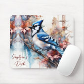 Blue Jay Cherry Blossoms waterverf *Personaliseer* Muismat (Met muis)
