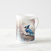 Blue Jay Cherry Blossoms waterverf Porselein Kop (Voorkant rechts)