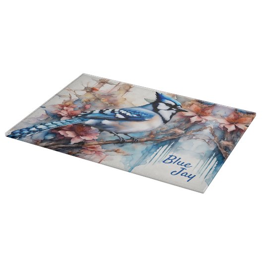 Blue Jay Cherry Blossoms waterverf Snijplank (Hoek)