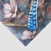 Blue Jay Cherry Blossoms waterverf Tissuepapier (Detail)