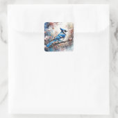 Blue Jay Cherry Blossoms waterverf Vierkante Sticker (Tas)