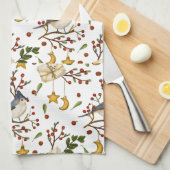 Blue Jay, Cookies, Red Berries, Cadeaus, Winter Theedoek (Quarter Fold)