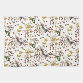 Blue Jay, Cookies, Red Berries, Cadeaus, Winter Theedoek (Horizontaal)