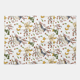 Blue Jay, Cookies, Red Berries, Cadeaus, Winter Theedoek