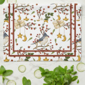 Blue Jay, Cookies, Red Berries, Cadeaus, Winter Theedoek (Gevouwen)