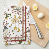 Blue Jay, Cookies, Red Berries, Cadeaus, Winter Theedoek (Quarter Fold)