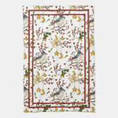 Blue Jay, Cookies, Red Berries, Cadeaus, Winter Theedoek (Verticaal)