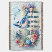 Blue Jay Cottage Garden Fence Scene Deken (Voorkant Verticaal)