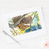 Blue Jay en Eekhoorn Rechthoekige Sticker (Envelop)