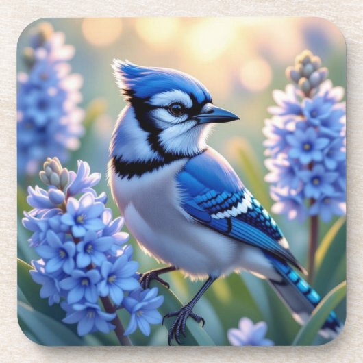 Blue Jay en Lilacs Bier Onderzetter (Voorkant)