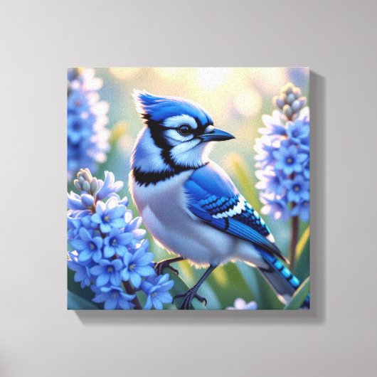  Blue Jay en Lilacs Canvas Afdruk (Voorkant)