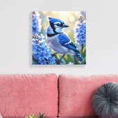  Blue Jay en Lilacs Canvas Afdruk (Insitu (Woonkamer))