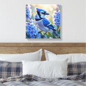  Blue Jay en Lilacs Canvas Afdruk (Insitu (Slaapkamer))