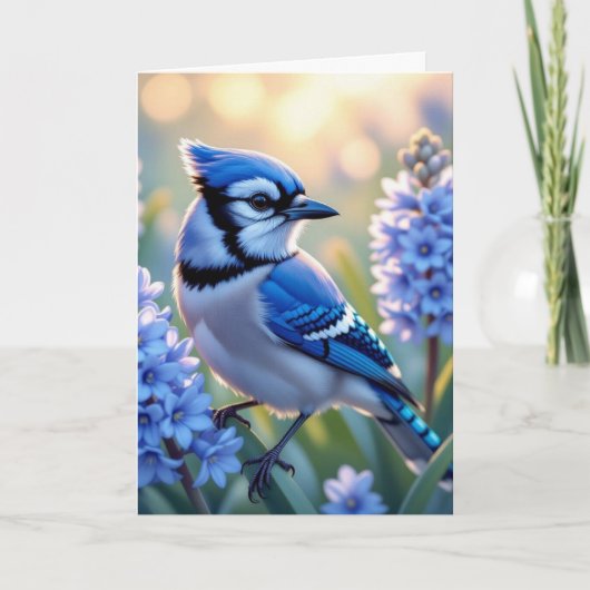 Blue Jay en Lilacs | Gelukkige verjaardag Kaart (Voorkant)