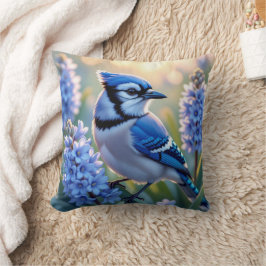  Blue Jay en Lilacs Kussen