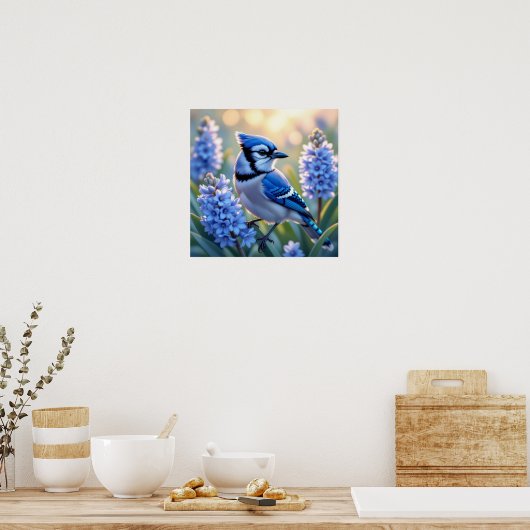Blue Jay en Lilacs Poster (Keuken)