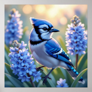  Blue Jay en Lilacs Poster
