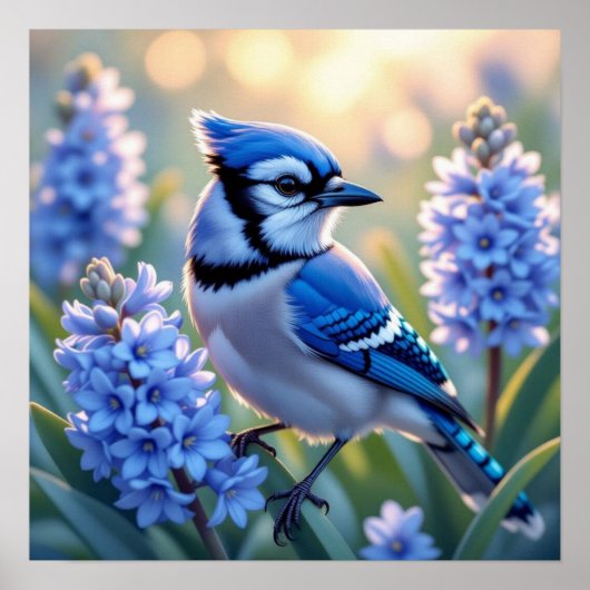 Blue Jay en Lilacs Poster (Voorkant)