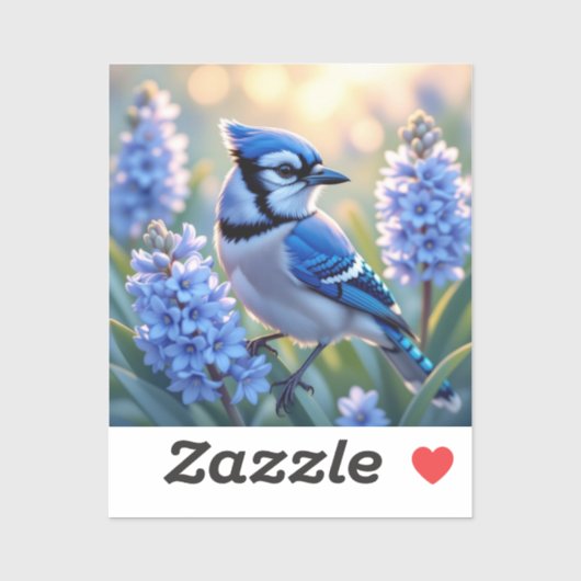 Blue Jay en Lilacs Sticker (Vel)