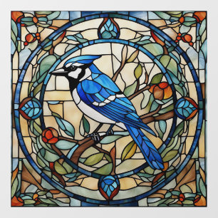 Blue Jay Faux Glas in lood Bluejay Bird Raamsticker