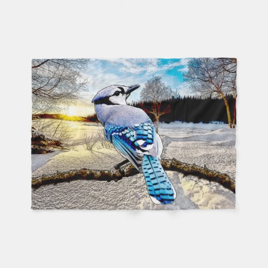 Blue Jay Fleece Blanket (Voorkant (Horizontaal))