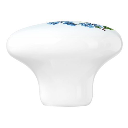 Blue Jay Floral Keramische Knop (Zijkant)