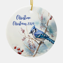 Blue Jay Gepersonaliseerde Kerstmis Ornament