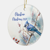 Blue Jay Gepersonaliseerde Kerstmis Ornament (Links)