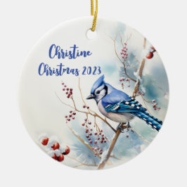 Blue Jay Gepersonaliseerde Kerstmis Ornament