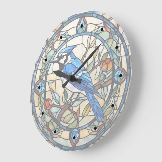 Blue Jay Glas in lood Bluejay Vogelklok Grote Klok (Hoek)
