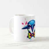 Blue Jay Head Bow Stropdas T-shirt Koffiemok (Voorkant links)