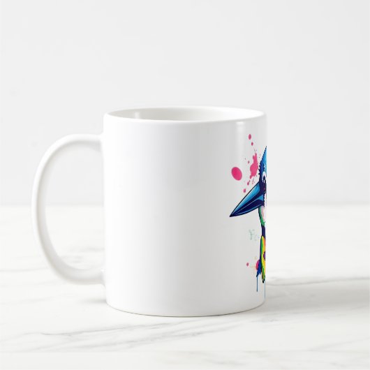 Blue Jay Head Bow Stropdas T-shirt Koffiemok (Links)