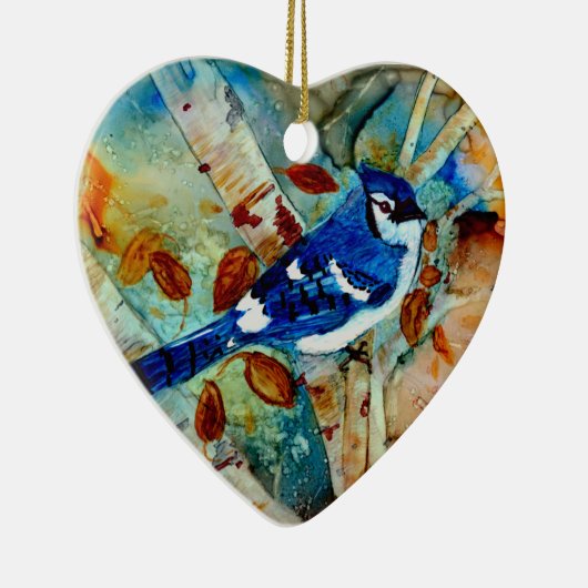 Blue Jay in de boom Keramisch Ornament (Rechts)