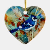Blue Jay in de boom Keramisch Ornament (Voorkant)