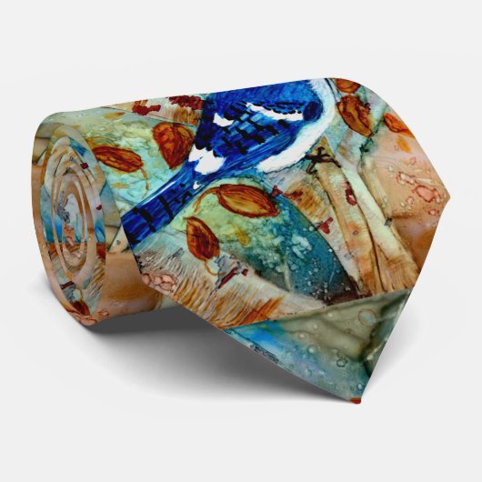 Blue Jay in de boom Stropdas (Opgerold)