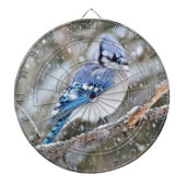 Blue Jay in een Snowstorm Dartbord (Voorkant)