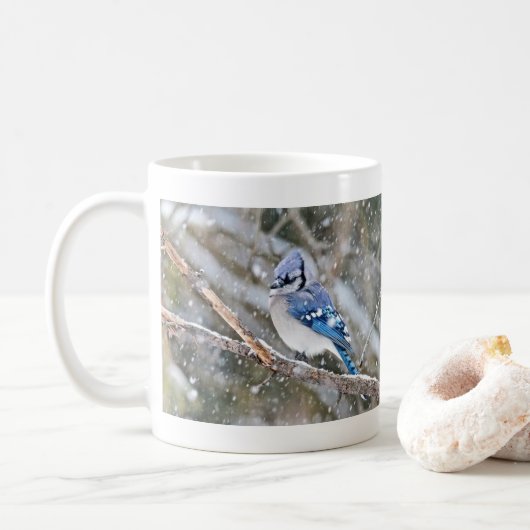 Blue Jay in een Snowstorm Koffiemok (Met donut)