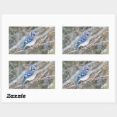 Blue Jay in een Snowstorm Rechthoekige Sticker (Vel)