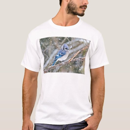 Blue Jay in een Snowstorm T-shirt (Voorkant)